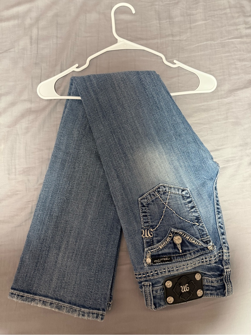 Miss Me Medium Blue Bootcut Jeans with Decorative Back Pockets